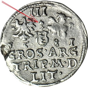 RR-, Stefan Batory, Trojak 1581, Vilnius, leaf