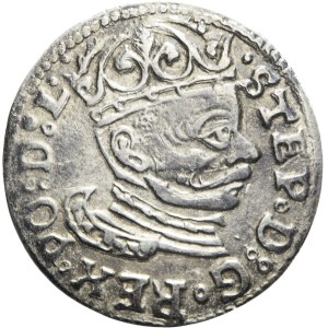Stefan Batory, Trojak 1583, Riga, crown with lilies
