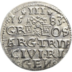 Stefan Batory, Trojak 1583, Riga, crown with lilies