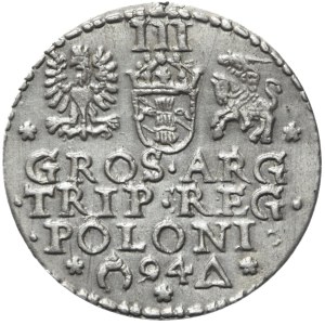 Zikmund III Vasa, Trojak 1594, Malbork, otevřený prsten, krásný