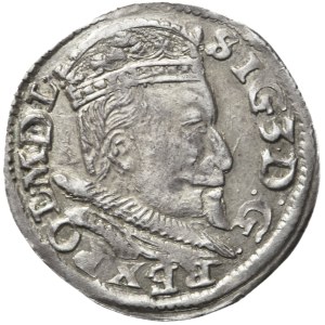 Sigismund III Vasa, Trojak 1595, Lublin, date on the sides of the Lewart coat of arms