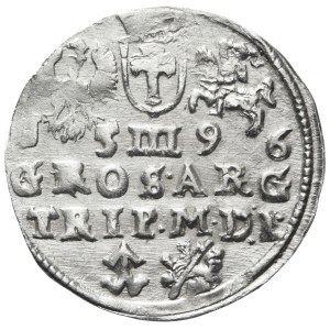 Zikmund III Vasa, Trojak 1596, Vilnius, lev probodnutý hákem, vzácný