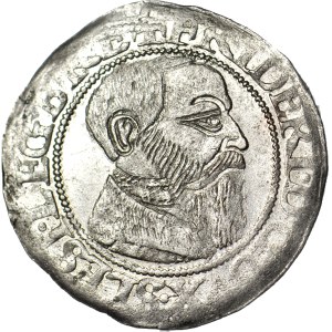 R-, Silesia, Frederick II, Grosz 1543, BRZEG, date on right, wide beard, beautiful