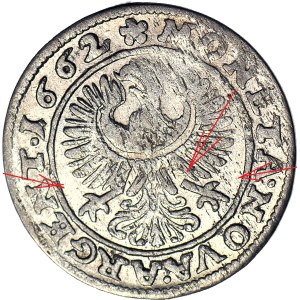 RR-, Schlesien, Ludwig IV. von Legnica, 3 krajcary 1662, BRZEG, Adlersfuß
