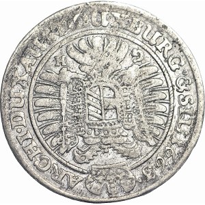 R-, Silesia, Leopold I, 15 Krajcars 1663 G-H, Breslau, WĄKOWY POPIERSIE, ODWROTKA unlisted