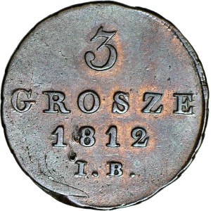 Varšavské knížectví, 3 groše 1812 IB, pěkné