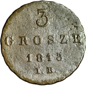 Duchy of Warsaw, 3 grosze 1813 IB, rarer vintage