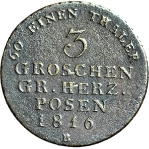 R-, Wielkie Księstwo Poznańskie, 3 grosze 1816 B, Wrocław