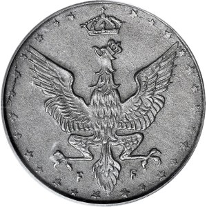 RR-, Królestwo Polskie, 20 fenigów 1917 FF, DESTRUKT - double die rewersu
