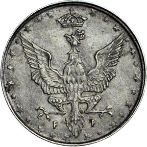 RR-, Kingdom of Poland, 10 fenig 1917 FF, DESTRUKT - DOUBLE DIE reverse, inscription near edge