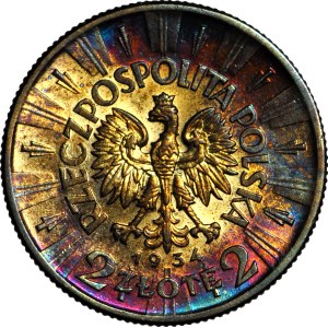 2 zlote 1934, Pilsudski, mint, excellent patina