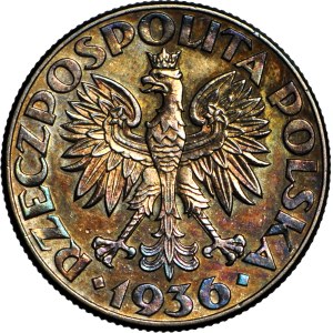 2 złote 1936, Żaglowiec, menniczy, wspaniała patyna
