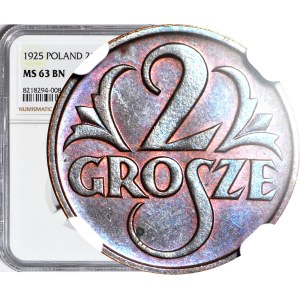 2 grosze 1925, mennicze, kolor BN