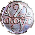 2 grosze 1925, mennicze, kolor BN