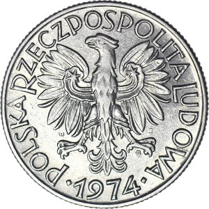 R-, 5 zlotys 1974 Fisherman, SKROLT 80 degrees, rare