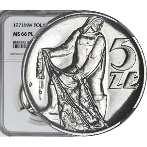 RR-, 5 zlotych 1971, Rybak, PROOFLIKE