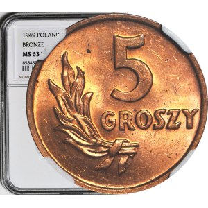 5 groszy 1949, bronz, mincovňa