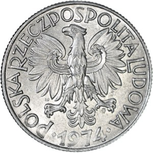 RR-, Rybak 5 złotych 1974, PŁASKA DATA