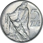 RR-, Rybak 5 złotych 1974, PŁASKA DATA