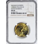 RR-, 2 zloty 1998, Nagano, DESTRUKT, flowing obverse stamp