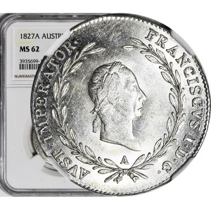 Austria, Francesco II, 20 krajcars 1827 A, Vienna, coniato