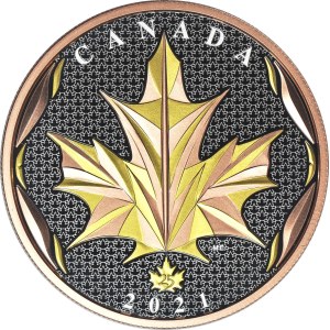 Kanada, Elizabeth II, $50 2021 - Ahornblatt in Bewegung, 5 Oz Ag999 (157,6 Gramm)