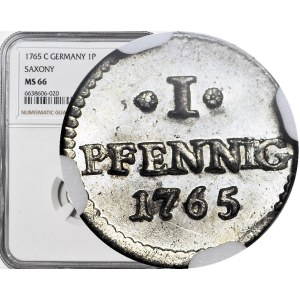 Germany, Saxony, Frederick August III, 1 fenig 1765 C, Dresden, exquisite