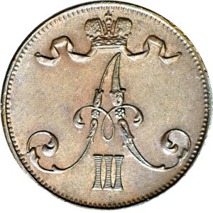 Finland / Russia, Alexander III, 5 penniä 1889, mint.