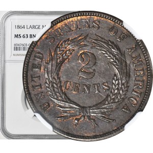 USA, 2 cents 1864, Large motto, minted