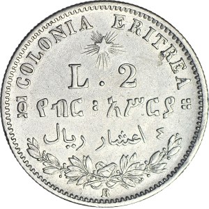 Italy, Italian Eritrea, Umberto I, 2 lira 1890
