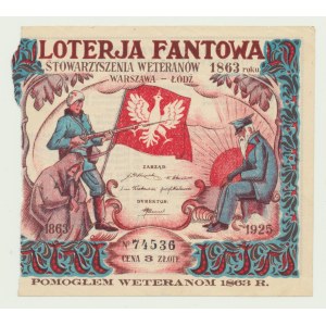 3 zl. 1925, Osudová cihla, tombola Spolku veteránů lednového povstání 1863.