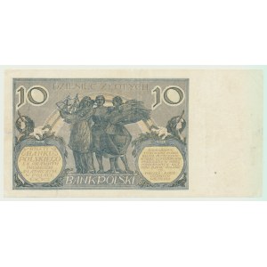 10 złotych 1926 - seria CP, rzadki rocznik, odmiana d, nominał (zamiast dat) w znaku wodnym
