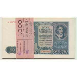 50 zloty 1941 - D - original bank parcel (20pcs), rarer series.