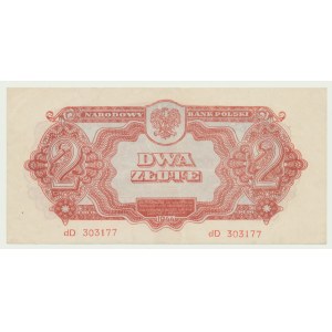 2 zloty 1944 ...owym, ser. dD - rarer variant, lowercase and uppercase letter