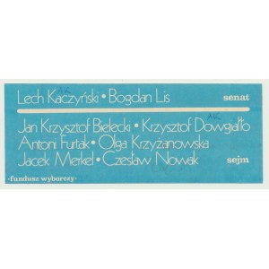 Solidarita, 500 zlotých 1989, Cegiełka na Fundusz Wyborczy Solidarność, Gdańsk 89 (Lech Kaczyński, Bogdan Lis)