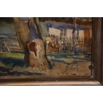 Country cottage, Julian FAŁAT (1853 Tuligłowy - 1929 Bystra), watercolor on paper