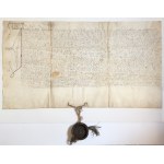 Handwritten municipal deed, Glubczyce (Leobschütz), from 1551 parchment - seal