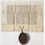 SLĄSK - WROCŁAW Conrad IV the Elder (1417-1447), bishop of Wrocław Duke of Oleśnica Great episcopal seal by parchment document, 15th century.