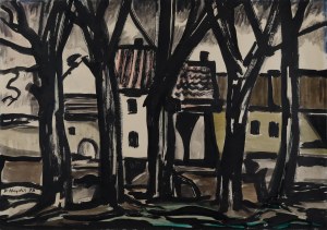 Fryderyk Antoni HAYDER (1905-1990), Domy za drzewami, 1973