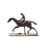 Edgar Degas (1834 Paris - 1917 Paris), Cheval au galop sur le pied droit avec son jockey.