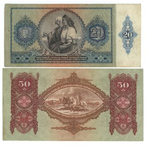 Hungary, set of 2 banknotes: 20 Pengö (1941) and 50 Pengö (1932)