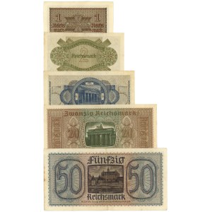 Germania, serie di 5 banconote da 1, 2, 5, 20 e 50 marchi (1940-1945)