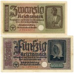 Germania, serie di 5 banconote da 1, 2, 5, 20 e 50 marchi (1940-1945)