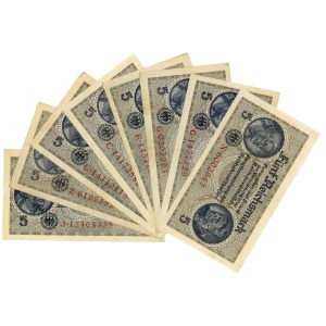 Germany, set of 8 banknotes, 5 marks (1940–1945)