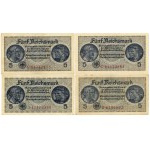 Germany, set of 8 banknotes, 5 marks (1940–1945)