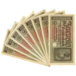 Germany, set of 8 banknotes, 20 marks, 1940–1945