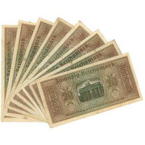 Germany, set of 8 banknotes, 20 marks, 1940–1945