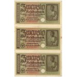 Germany, set of 8 banknotes, 20 marks, 1940–1945