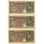 Germany, set of 8 banknotes, 20 marks, 1940–1945