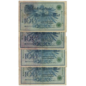 Germania, serie di 4 banconote da 100 marchi del 1908, numerazione verde